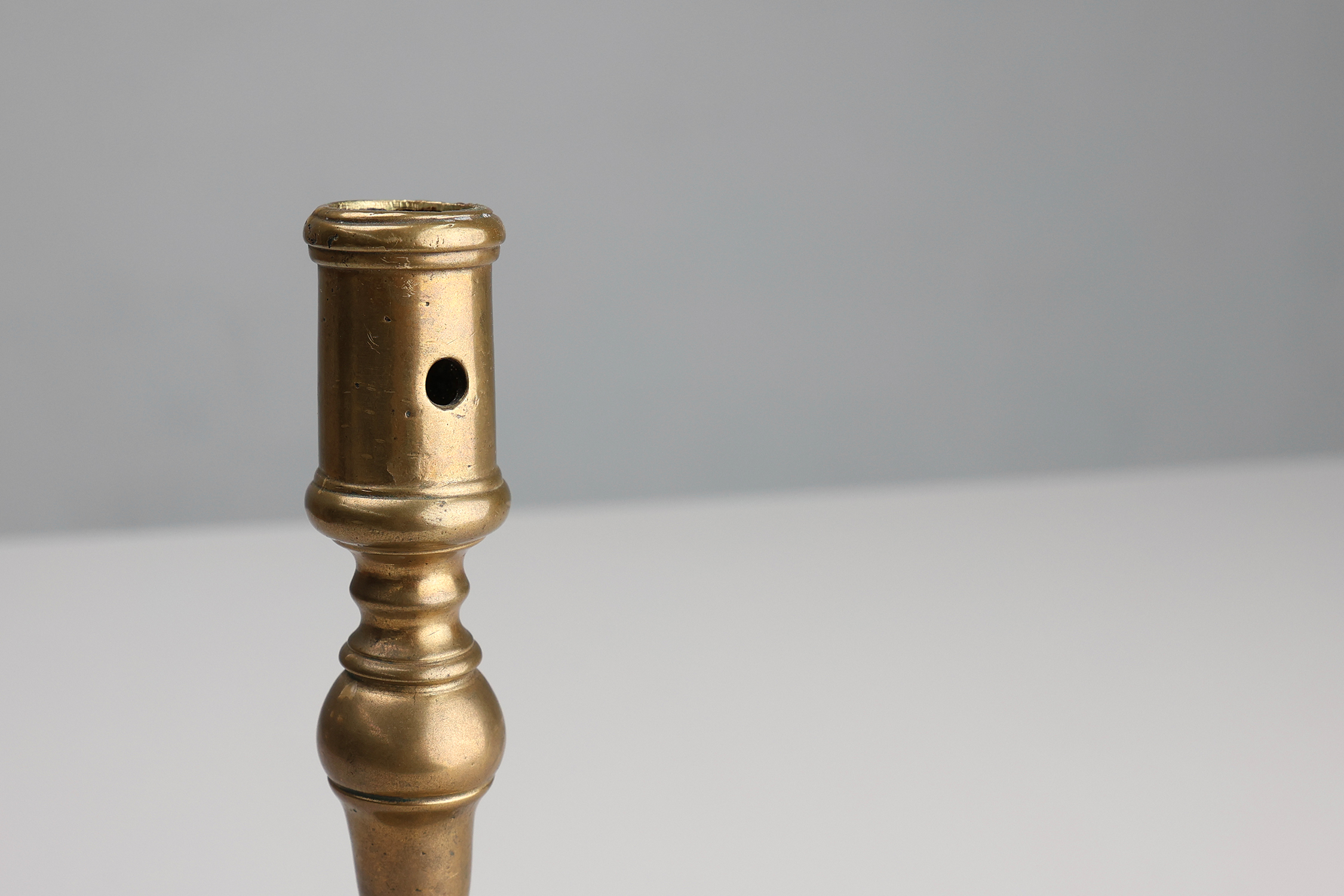 Antique French early 17th century haute epoque copper candlestick thumbnail